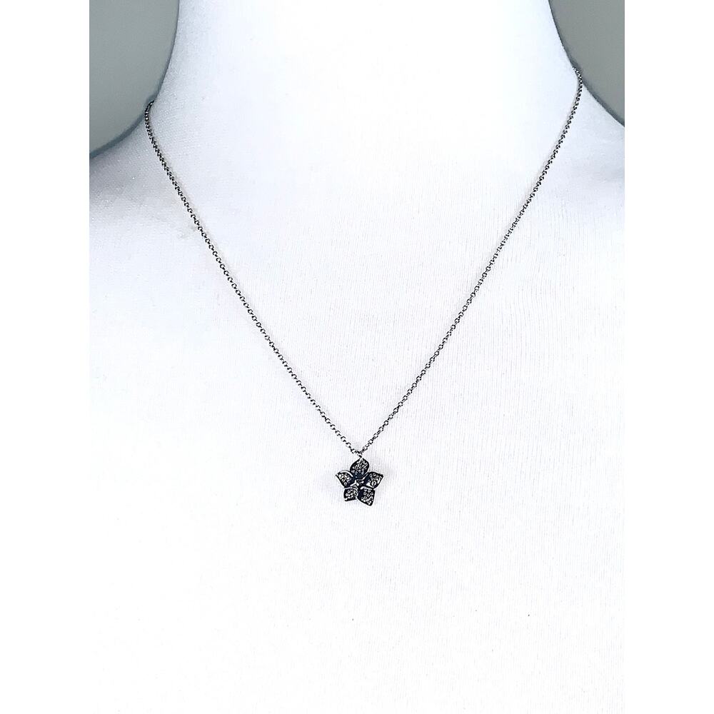 Kate Spade Silver Plated Dainty Pave Crystal Flower Pendant Necklace